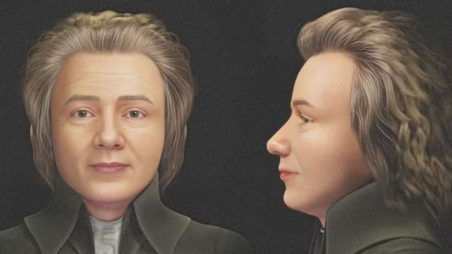 Recriação de rosto de Mozart (Foto: Divulgação)