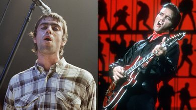 Liam Gallagher (Oasis) e Elvis Presley - Fotos: Eric Robert / Sygma via Getty Images e Michael Ochs Archives / Getty Images
