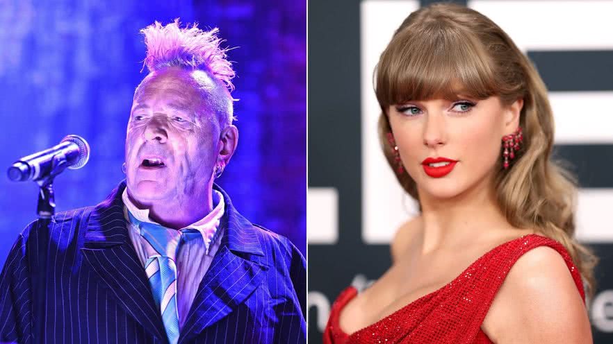 John Lydon e Taylor Swift - John Lydon por Gus Stewart/Redferns e Taylor Swift por Matt Winkelmeyer/Getty Images for The Recording Academy
