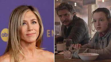 Jennifer Aniston; Pedro Pascal e Bella Ramsey, atores de The Last of Us (Foto: Frazer Harrison/Getty Images e Divulgação/HBO)