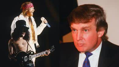 Guns N' Roses e Donald Trump na década de 1990 - Fotos: Gie Knaeps / Getty Images e Najlah Feanny / Corbis via Getty Images