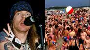 Axl Rose em 1988 (Foto: Gene Ambo / MediaPunch /IPX) e multidão reunida (Foto: Reprodução)