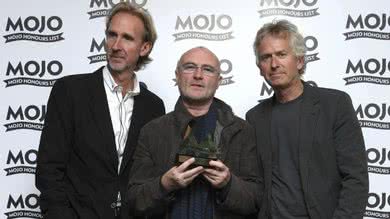 Mike Rutherford, Phil Collins e Tony Banks, do Genesis (Foto: Press Association via AP Images)